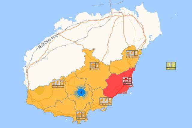 預計6月16日, 三亞,保亭,陵水,樂東,五指山,萬寧6個市縣的大部分鄉鎮