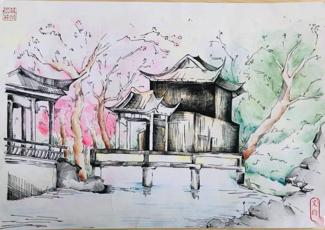 吴越文化手绘图片