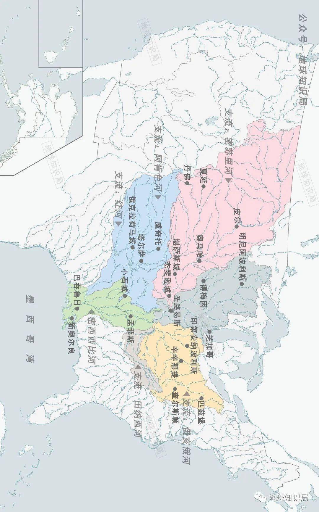 河流水量大,流速缓,通过密西西比河水系可以深入美国中部的各个角落