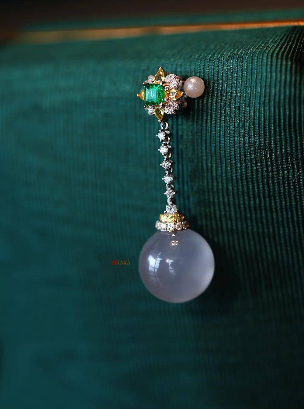 珠子之美|高冰纯白泛紫翡翠珠子挂坠