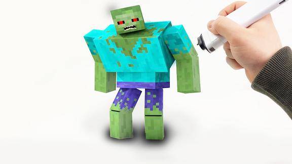 《我的世界》用3d打印笔制造巨人僵尸!可以制作游戏手饰啦!