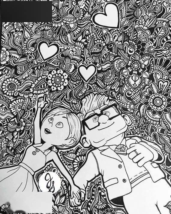 当迪士尼人物变身黑白装饰画,这样的画风超赞!_动画