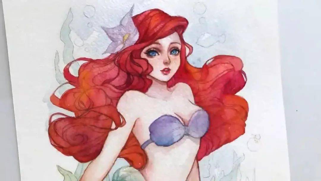 【视频】超美的水彩美人鱼手绘