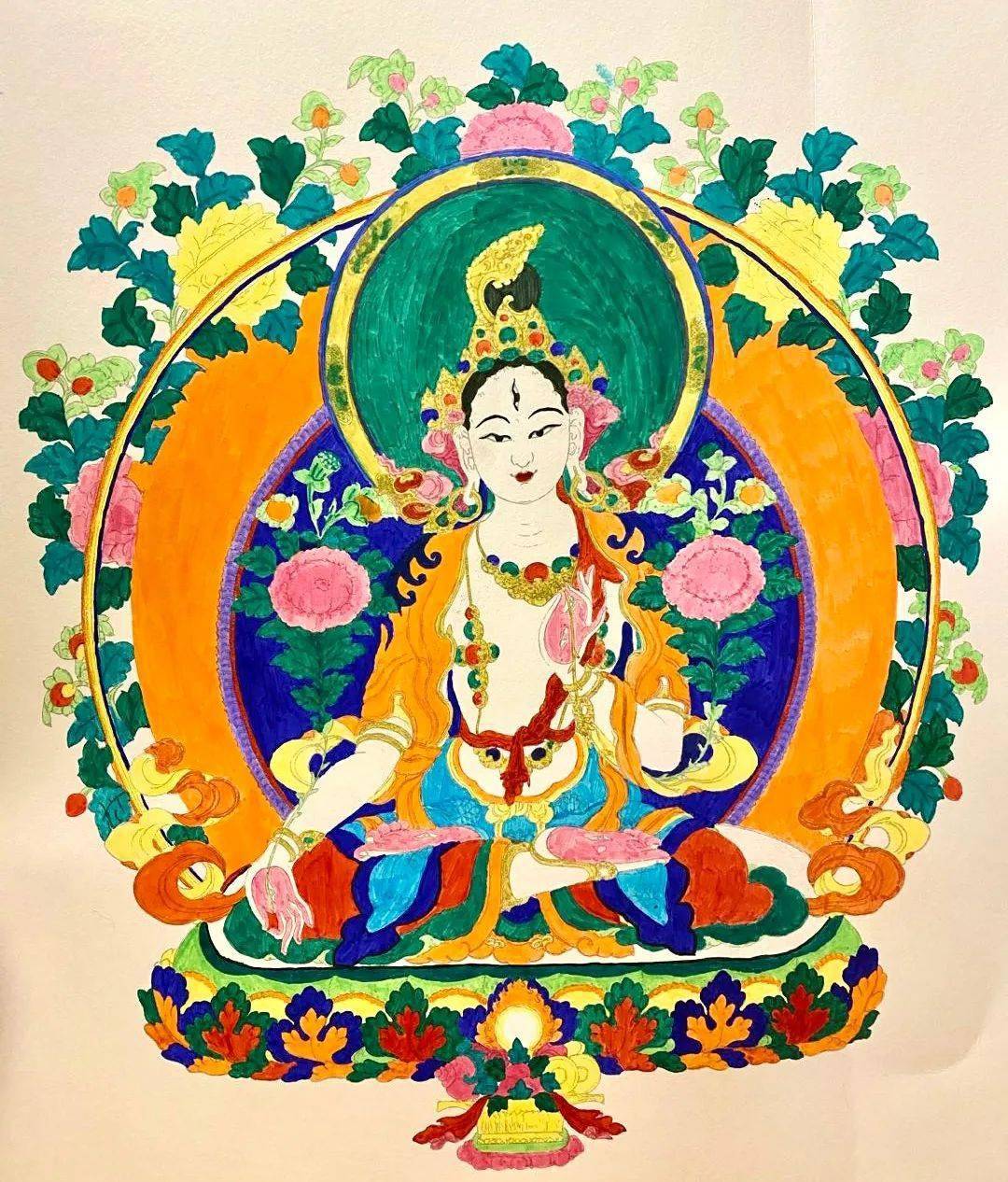 云手作第3期回顾绘者吉祥填画清华藏珍唐卡白度母