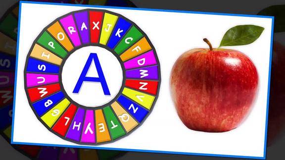 彩色转盘上标着英文字母旋转转盘玩游戏认识英文字母abc