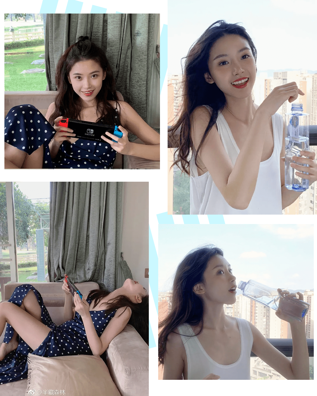 产生的矛盾又和谐的美感 真的是男女通吃 穿搭上半遮半掩地 露出身材