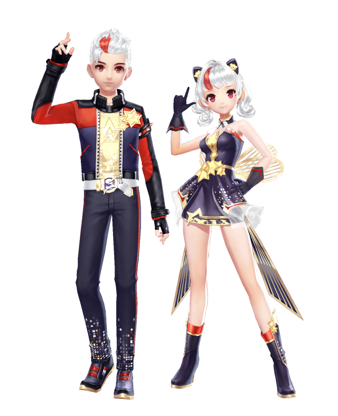 兮夜星芒套装空中飘散着巨大晶体,舞台边缘放射出闪耀的灯光,台下