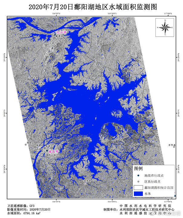 卫星监测显示鄱阳湖区水面仍继续扩大,但增幅趋缓