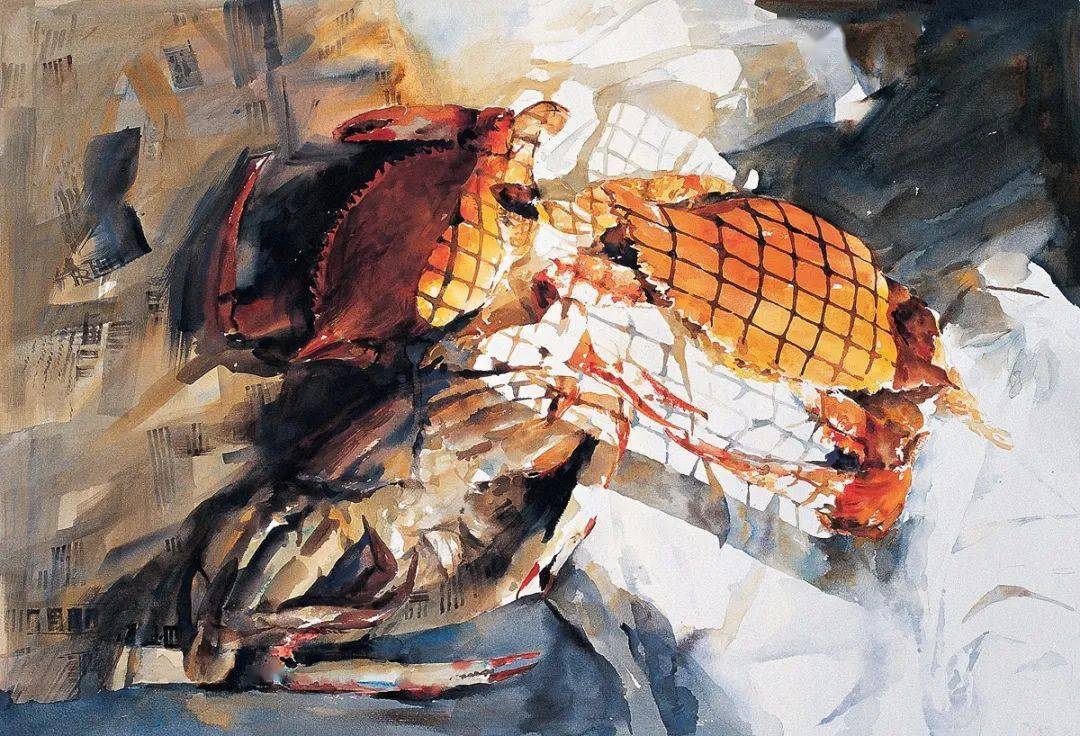 黄亚奇 《蟹之三》 70×50cm 纸本水彩 1998年全国中青年水彩画家提名