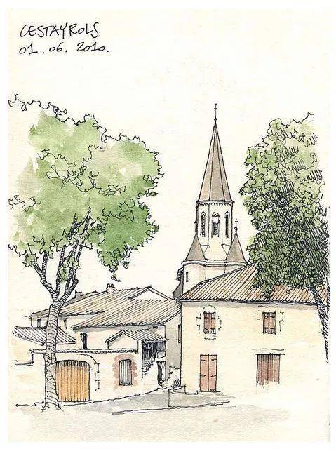 特别干净利落的建筑速写光是看着就觉得爽