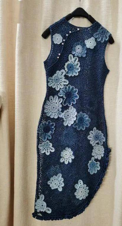 凸显身材,还得靠旗袍,钩针编织爱尔兰花样旗袍,你没见过的美