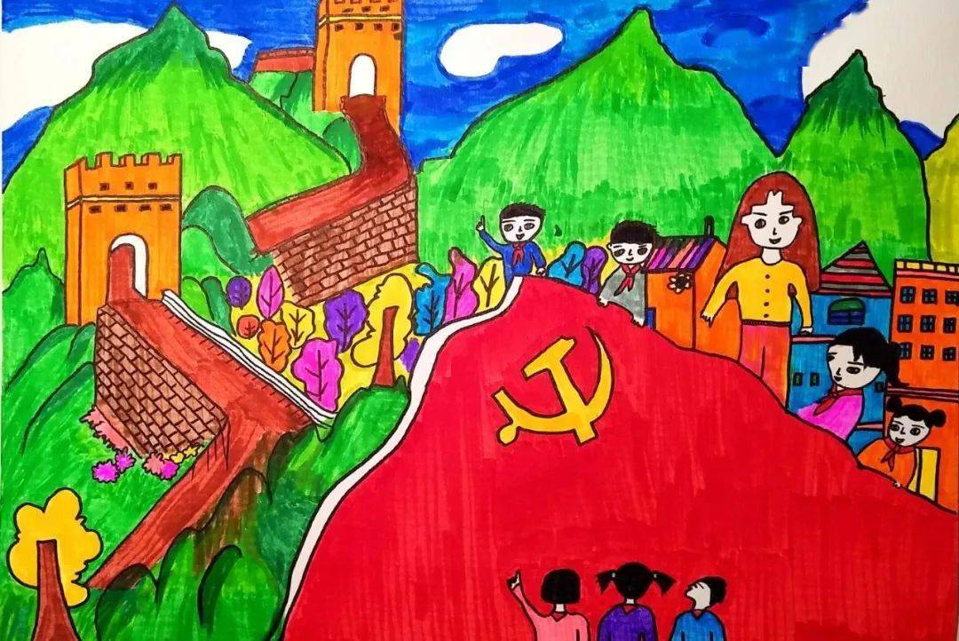 儿童红色传奇绘画作品图片