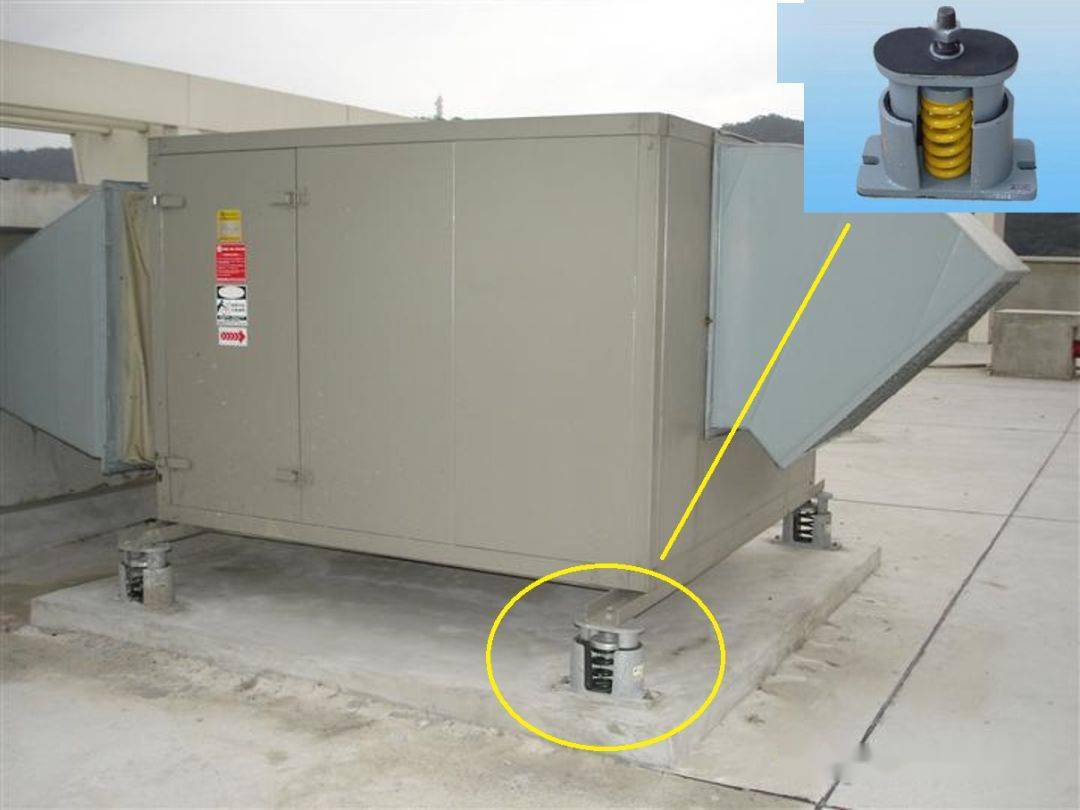 落地式風機排風排煙機消音隔振處理3設備底部阻尼彈簧減震器設置