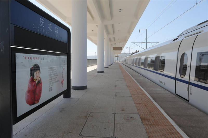 列车到达庆城站(央广网发 通讯员徐凌波摄) 返回搜