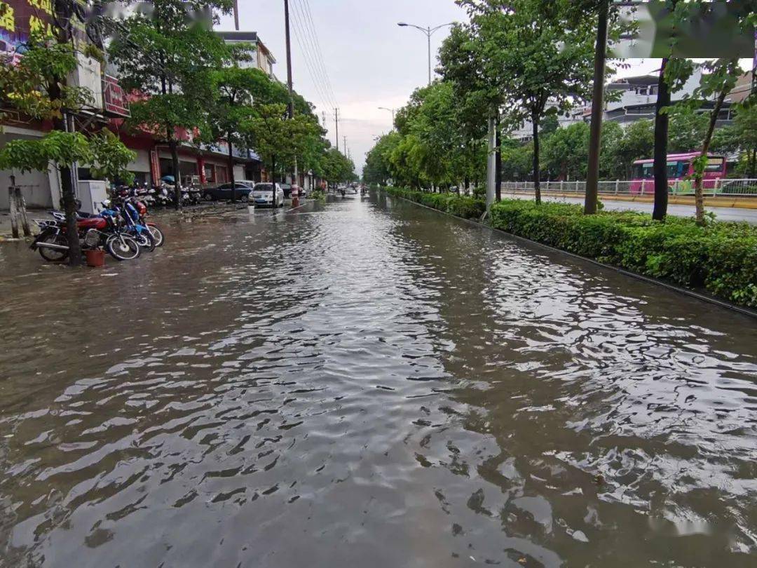 现场直击大雨之下宾阳宾州镇这个社区部分街道积水严重