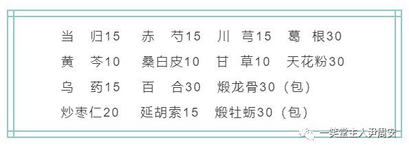 r:奔豚汤合百合乌药汤 枣仁x7(单位:g)舌 脉:舌暗红,苔薄黄白干少津