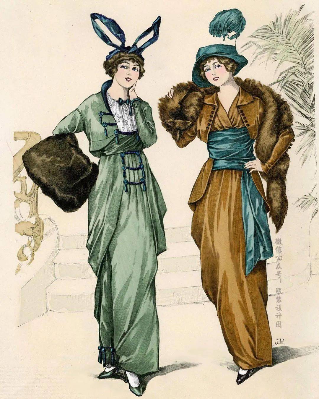 以前没有电脑的时候服装效果图长这样200张复古服装效果图