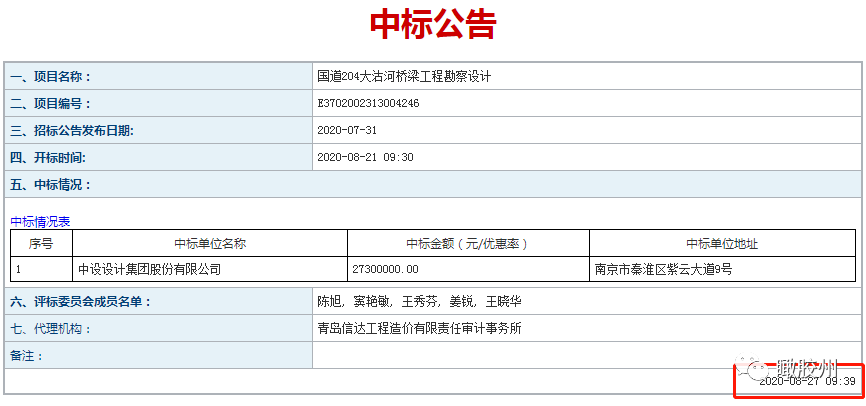 19億34公里國道204大沽河橋樑工程勘察設計中標公示滿足300年一遇的