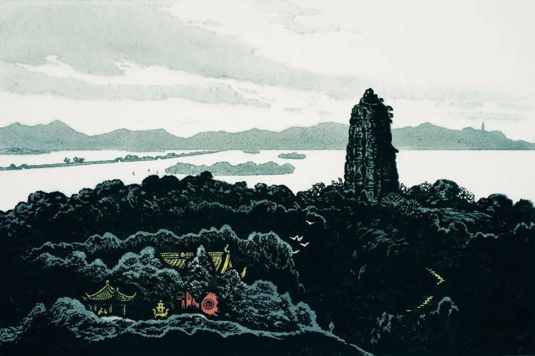 每日一画陆放晚钟远逝2020916今日版画