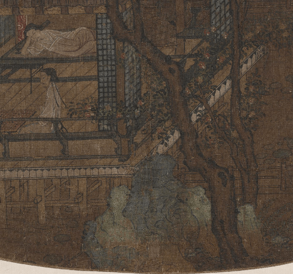 赏画元荷亭对弈图