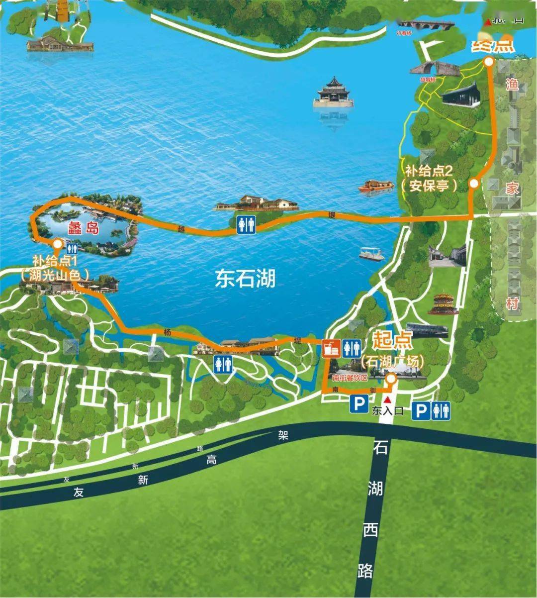 石湖景区路线图图片