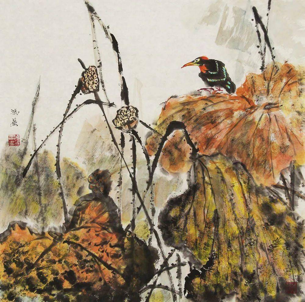 画家张鸿丽善于画大画,尺幅大,气息正,反射出她内心的通透与宁静,心灵