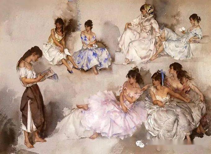 世界顶尖水彩大师,威廉·拉塞尔·弗林特的美女画作欣赏_伦敦