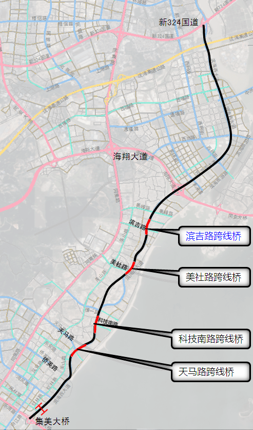 项目背景滨海西大道既是厦门岛连接同安区的快速通道,也是环东海域