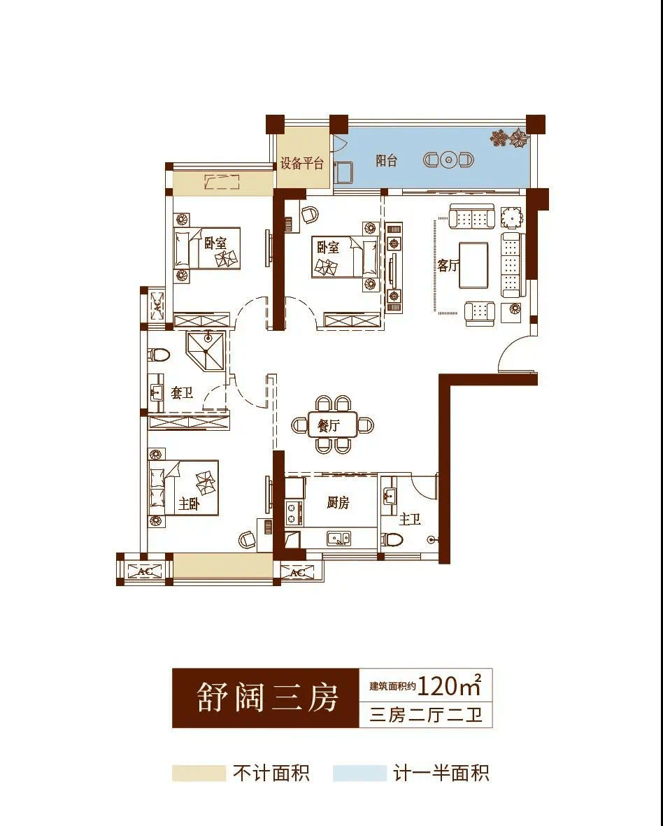 沙盘图华悦春天花园二区主打三房户型,面积涵盖79-128㎡,实用率高达八