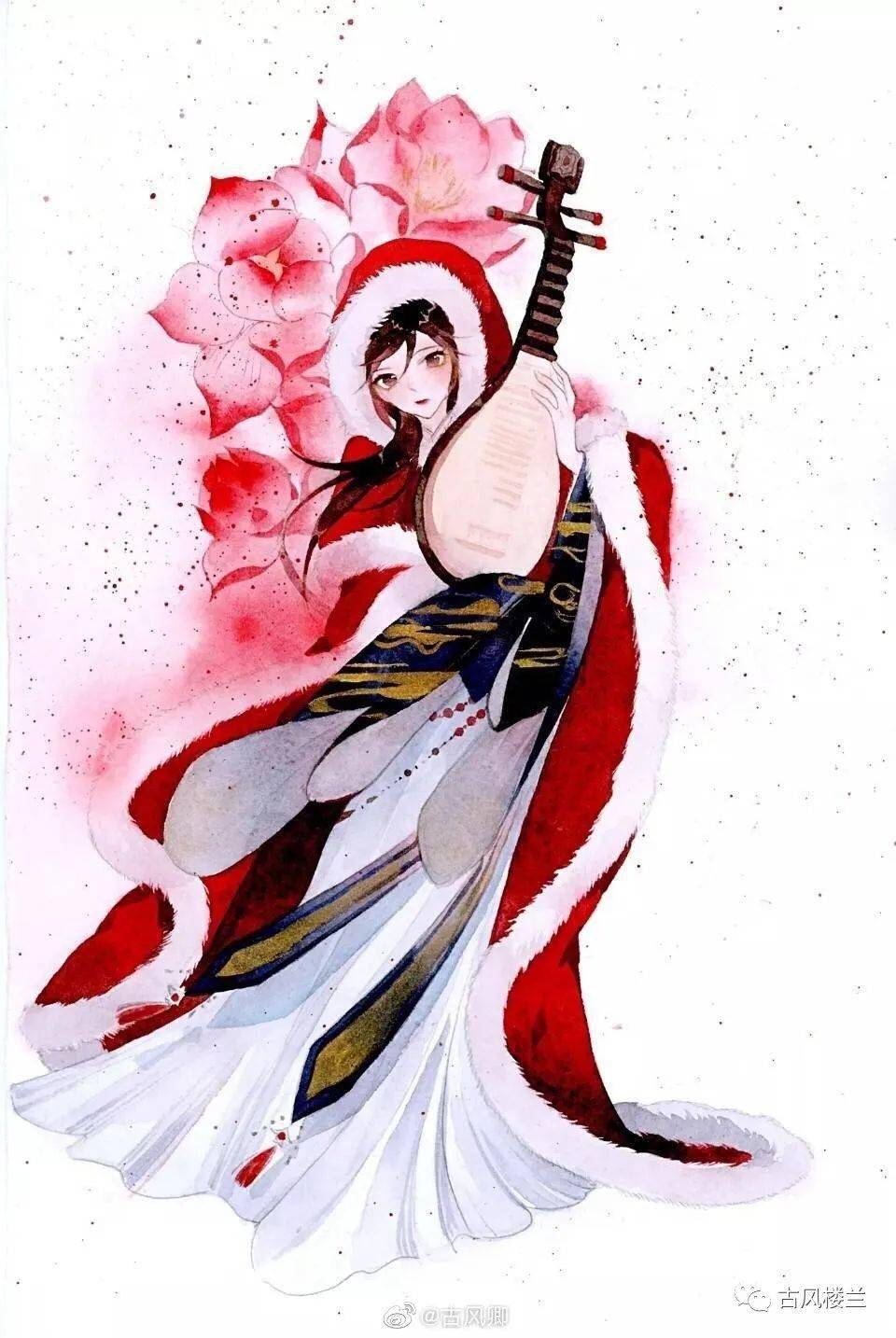 佳人倾城好颜色,惊鸿一舞醉了谁·古风水彩人物插画.