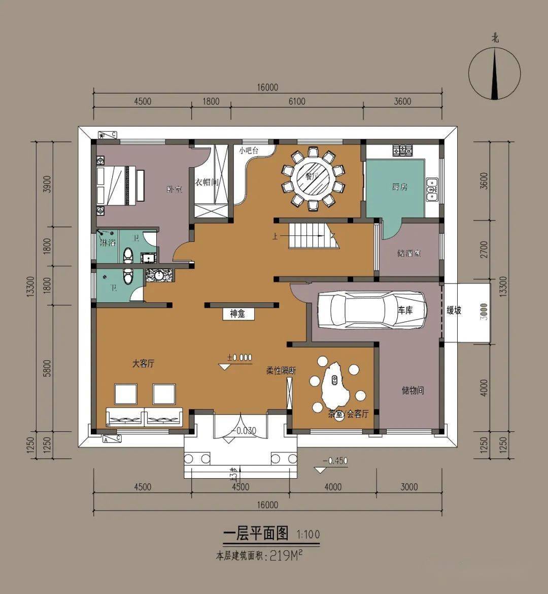 带车库三层复式别墅茶室酒窖主卧设衣帽间套卫适合农村生活