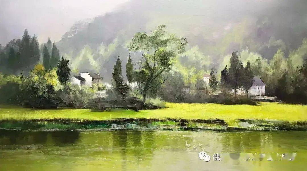 中国艺术家卢自然的风景油画作品唯美而抒情