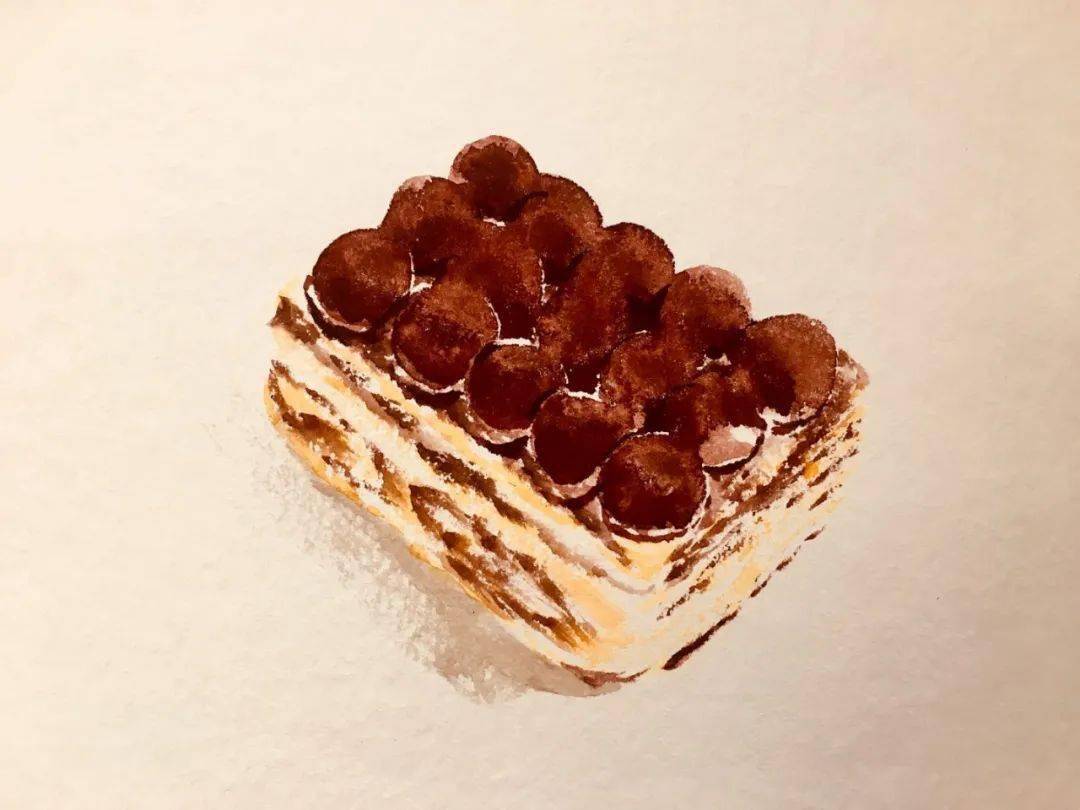 提拉米苏 纸本水彩30x40cm 201974许延平油条 纸本水彩30x40cm 2019