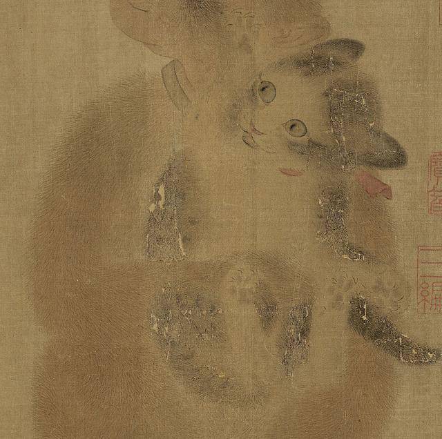 趴在古画里的猫太萌了