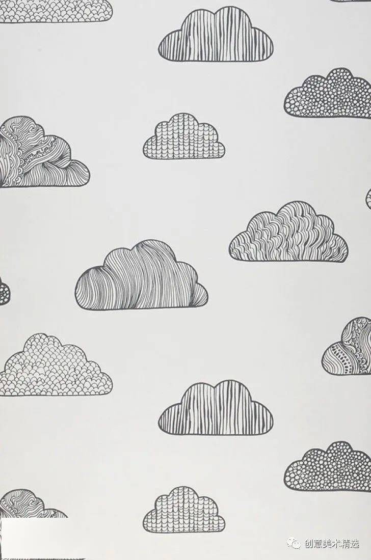 线描画白云图片