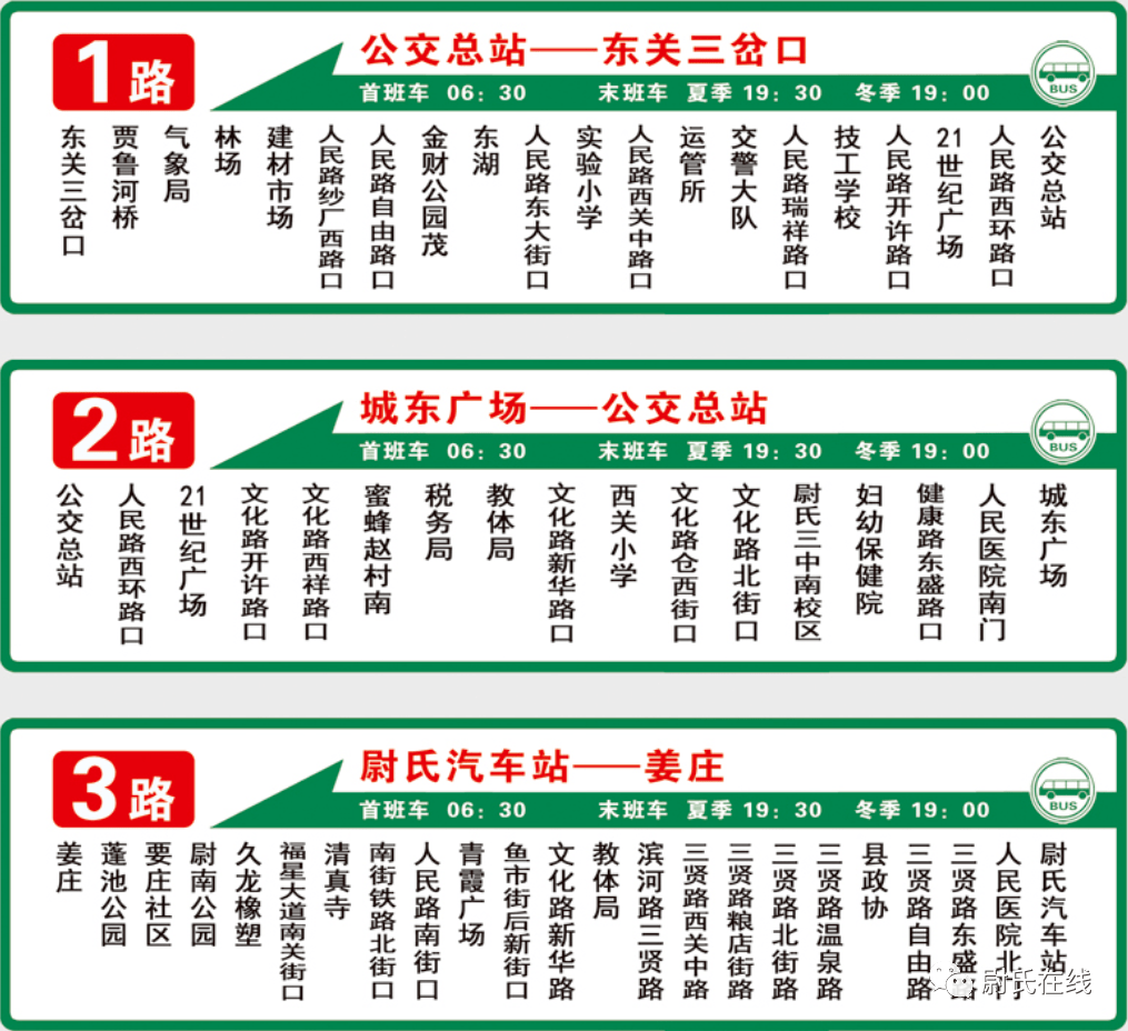 尉氏公交完整线路图10版本请扩散收藏