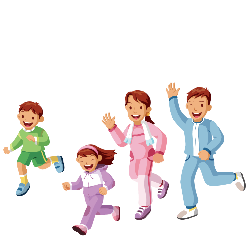 活力阿姨傍晚跑步健身的家人,坐在长廊休息的学生,四处散步的大爷大妈