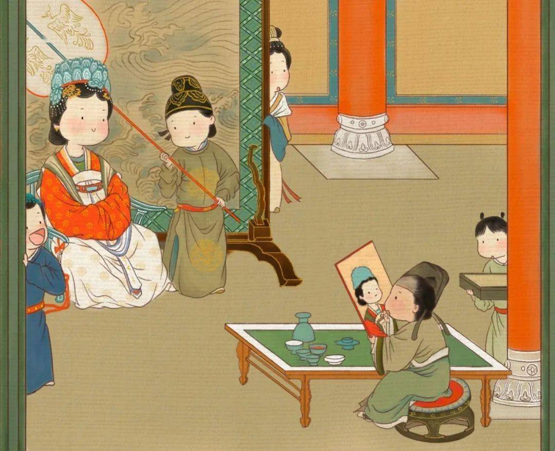 要扣鸡腿啊～)画师毛延寿为王昭君写像花柳点"春",晨烟点"晓"汉宫春晓