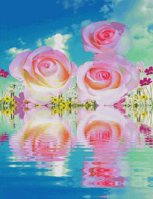 全景3D玫瑰动态壁纸图片