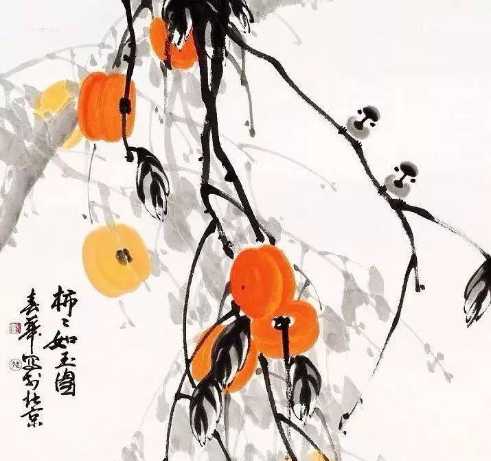 所有人:送你《柿柿如意图》看一眼,赶走所有坏运气!_柿子