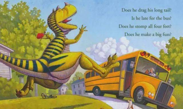 猜一猜恐龙如何上学的?does he ride in a busy car pool?