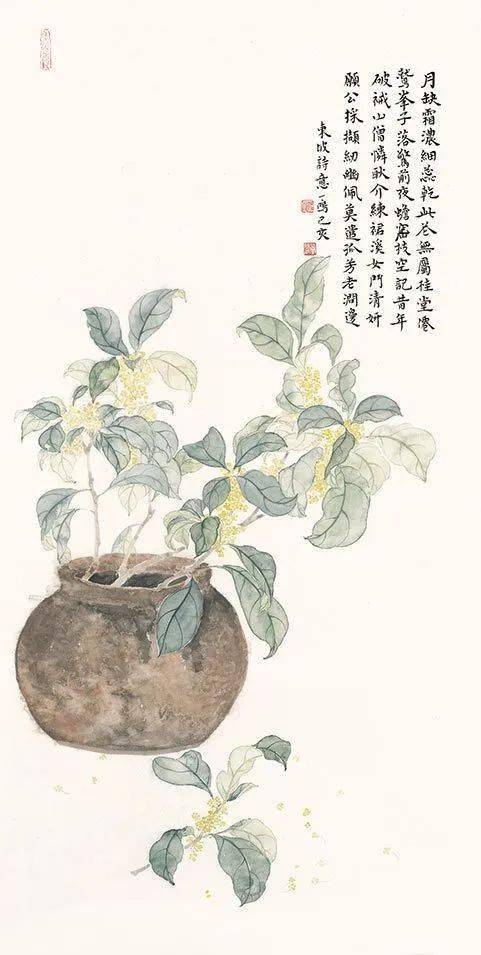 一鸣画作《桂花 66cm×33cm4"没骨"有"骨—恽寿平绘画艺术精神