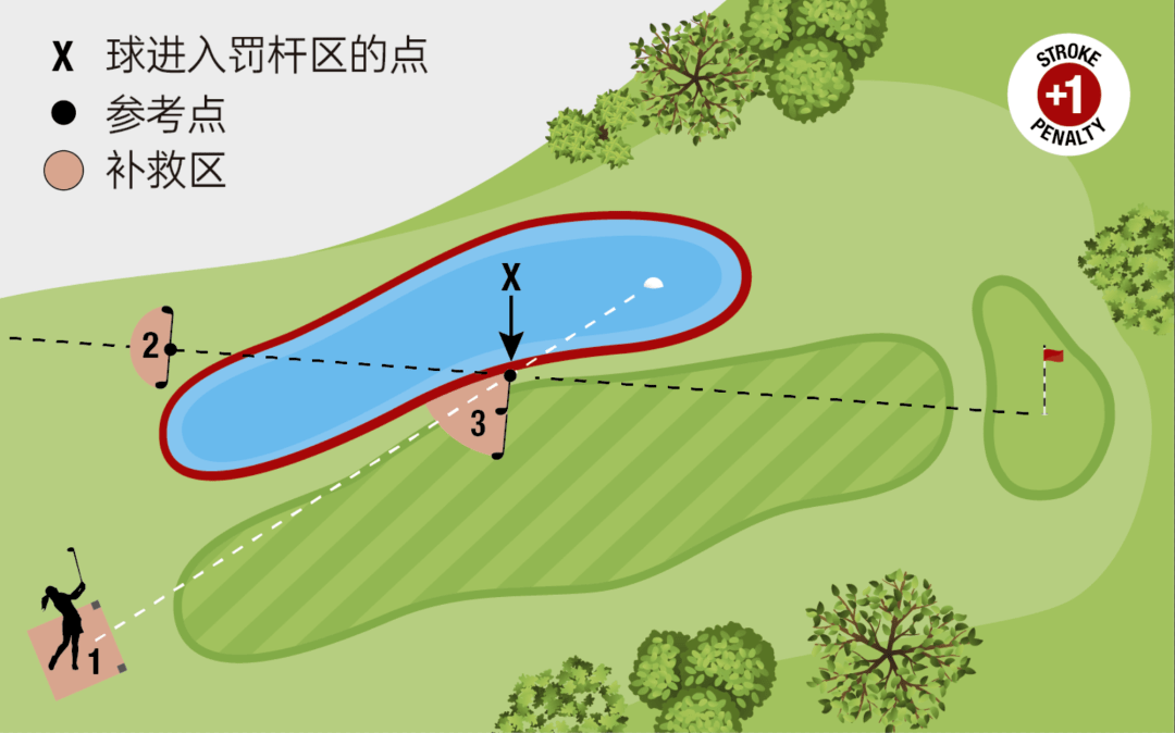 高尔夫规则丨红色罚杆区内球的补救