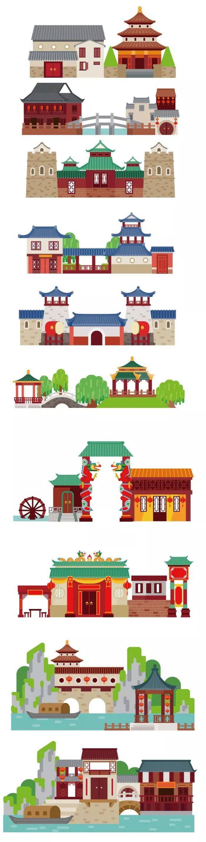 简笔画丨彩色类房子,建筑类简笔画合集