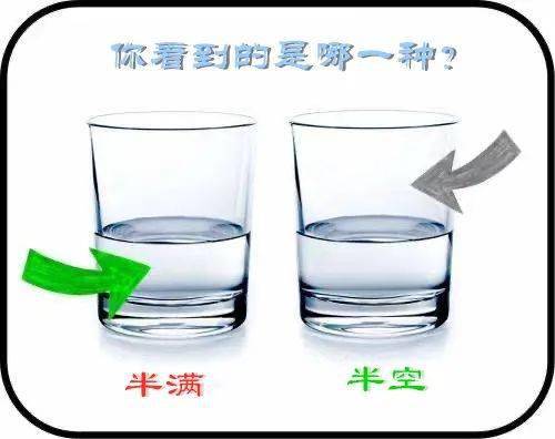 你首先看到是杯子里已经有半杯水了还是杯子还有一半是空的?