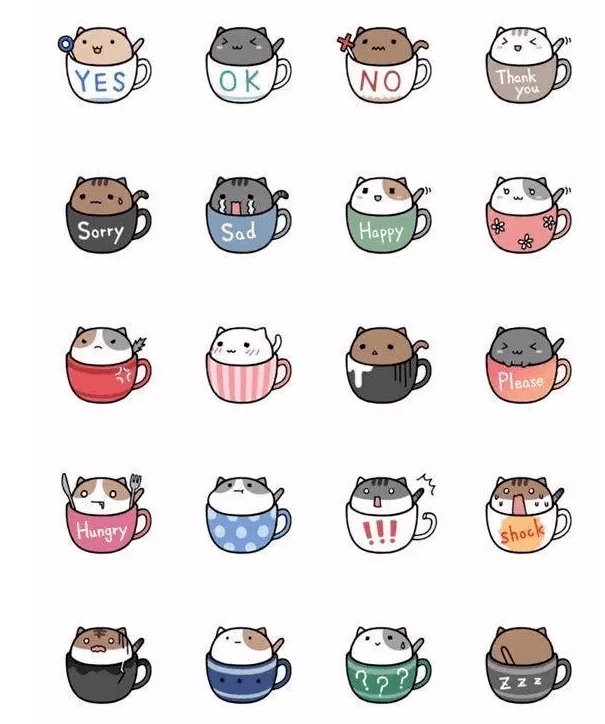 茶杯猫怎么画可爱的图片