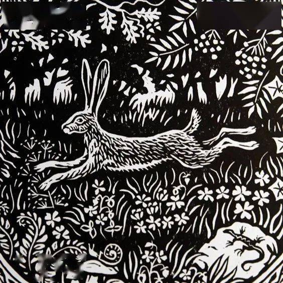 小兔子来啦——13张漂亮的兔子主题黑白装饰画
