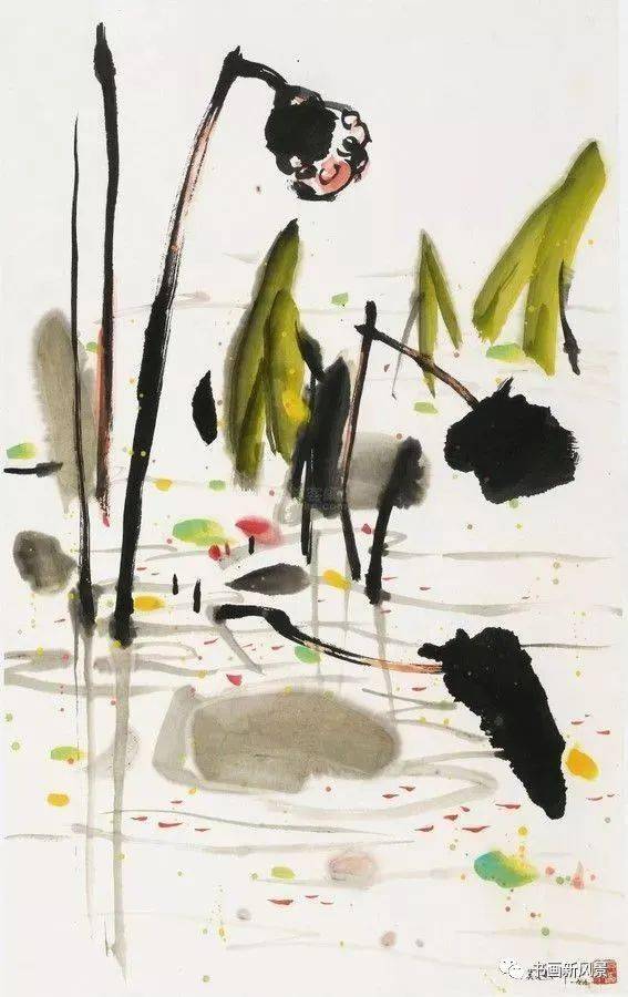 残荷枯叶立寒塘——十大名家画残荷_吴冠中