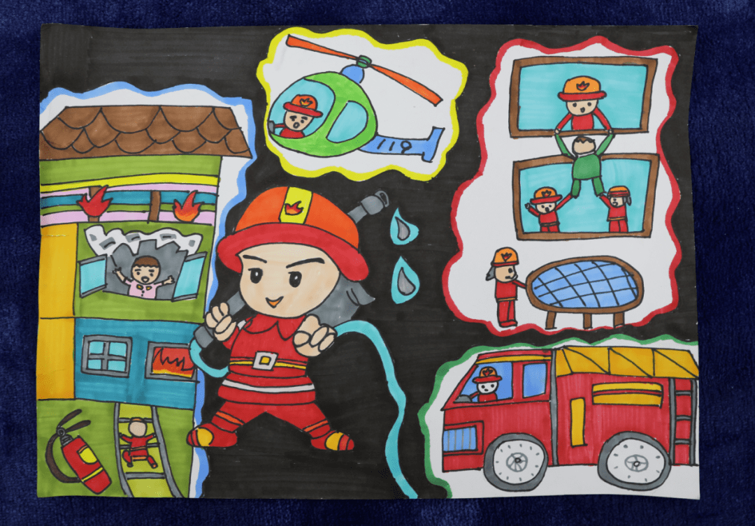 消防宣传月我是小小消防员第五届儿童消防绘画大赛作品展播第二期