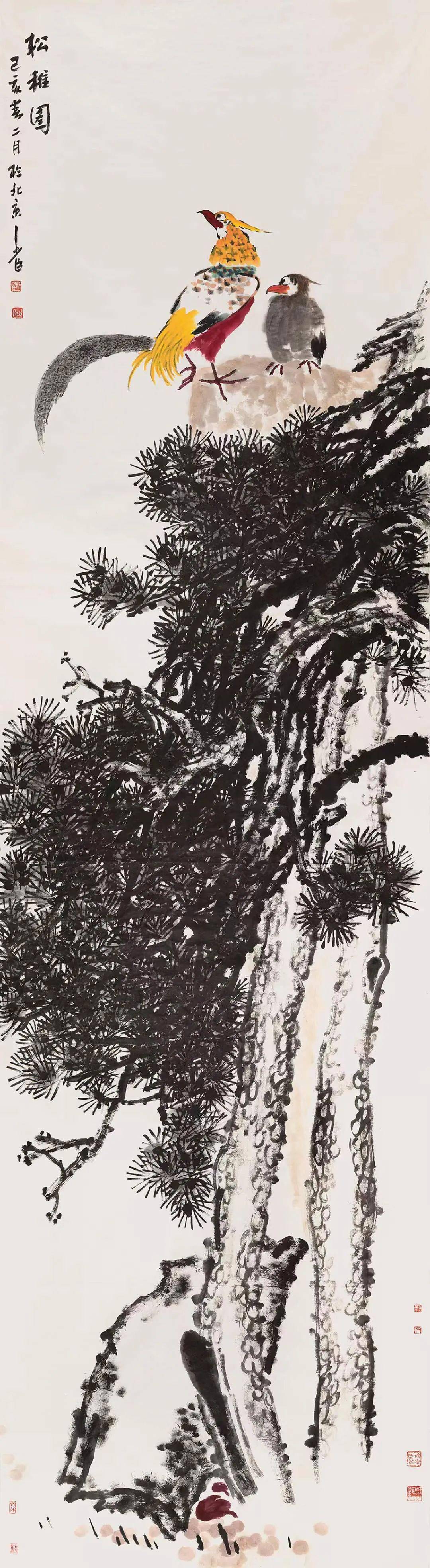 松稚图500*100cm2019年云南吉瑞之象 180*97cm2017年双松图 180*97cm